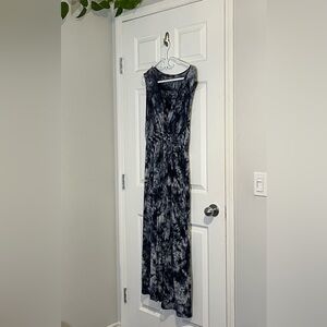 Denver Hayes Elegant Blue and Gray Maxi Dress